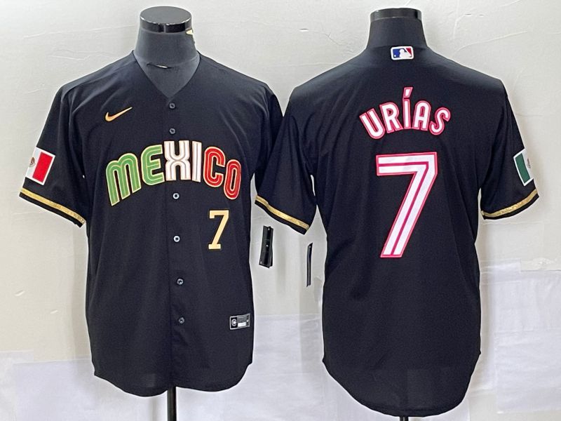 Men 2023 World Cub Mexico 7 Urias Black pink Nike MLB Jersey26